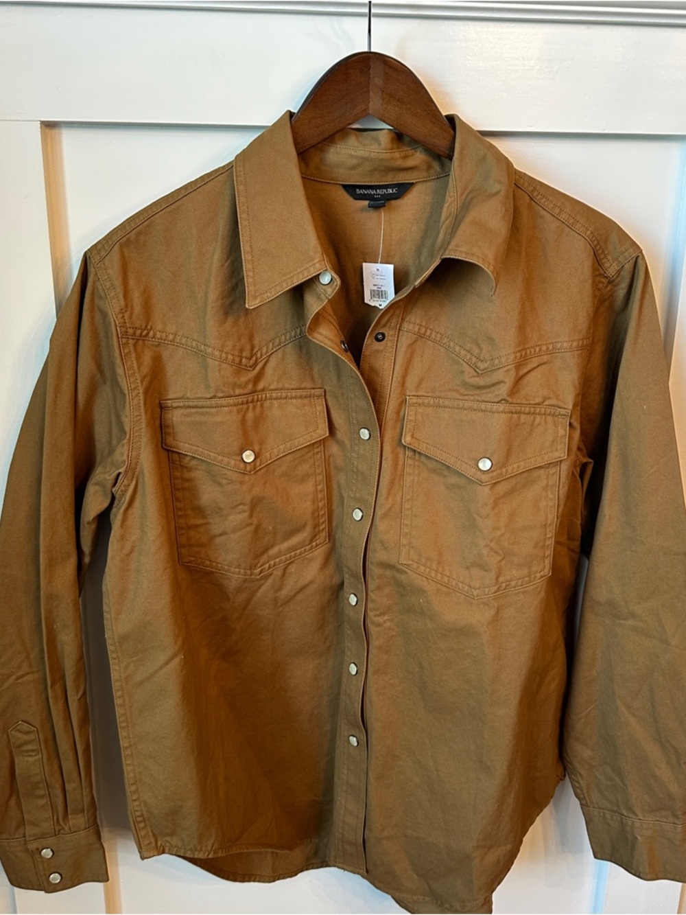 Banana Republic Men's Tan Snap-Front Utility Shirt